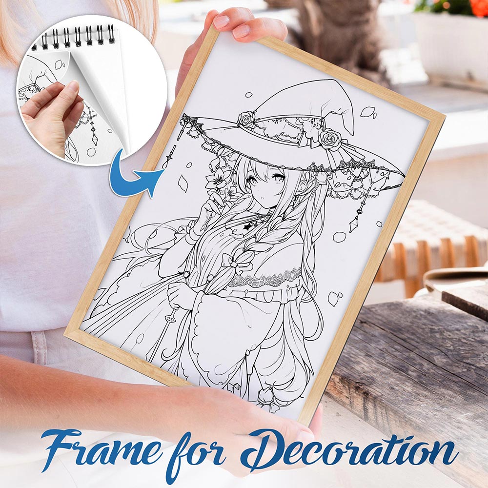 NETHOUSE Anime Witch Spiral Bound Coloring Book For Adults