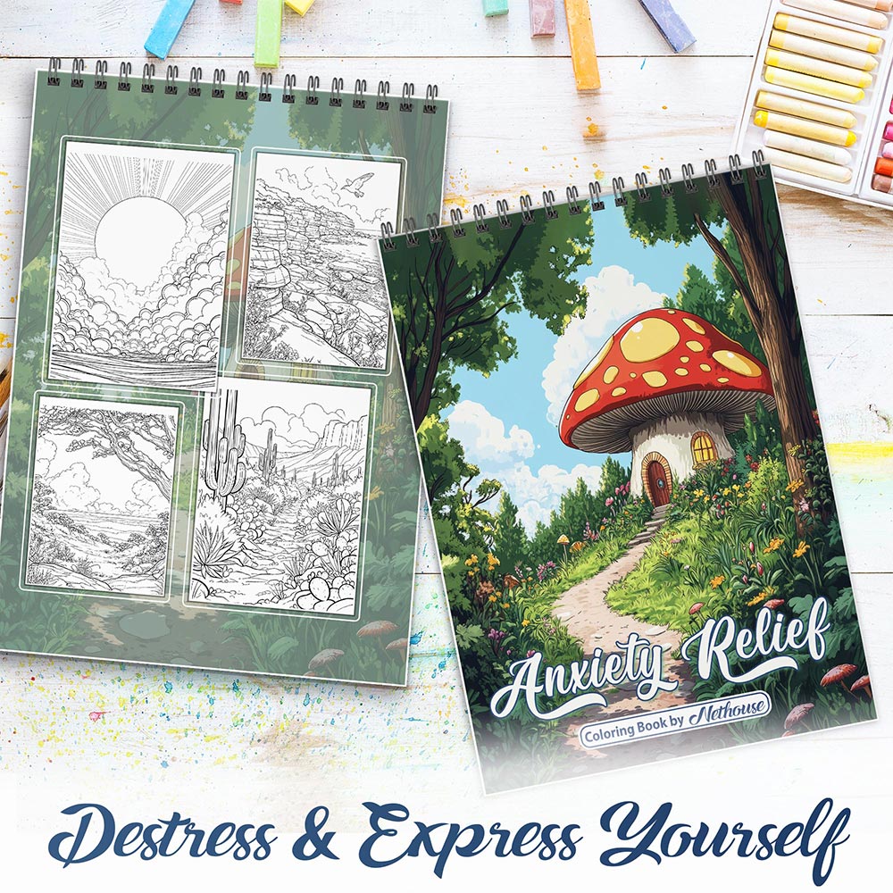 NETHOUSE Anxiety Relief Spiral Coloring Book For Adults
