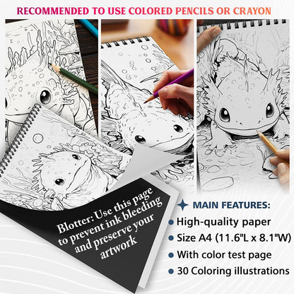 NETHOUSE Axolotl Coloring Sheets For Adults 