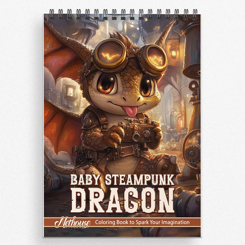 NETHOUSE Baby Steampunk Dragon Coloring Book For Adults