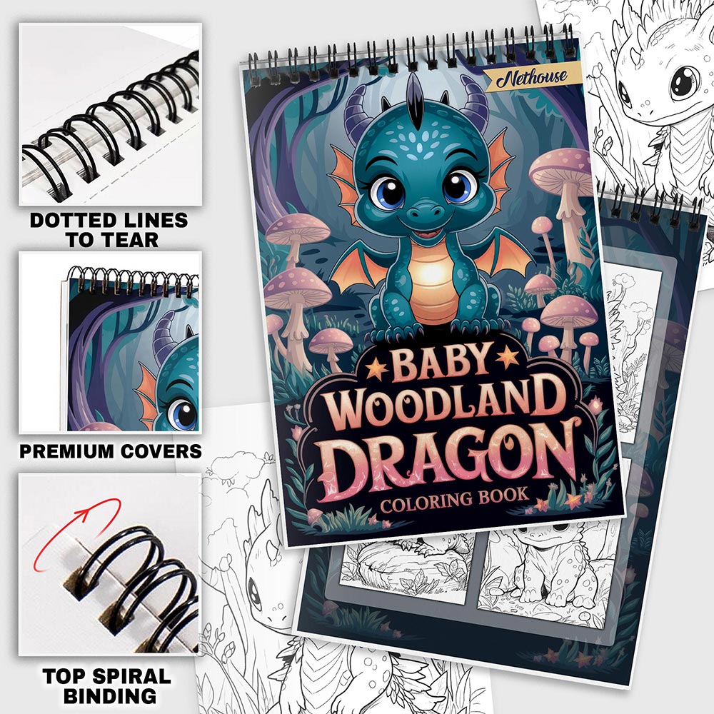 NETHOUSE Baby Woodland Dragon Coloring Pages For Adults
