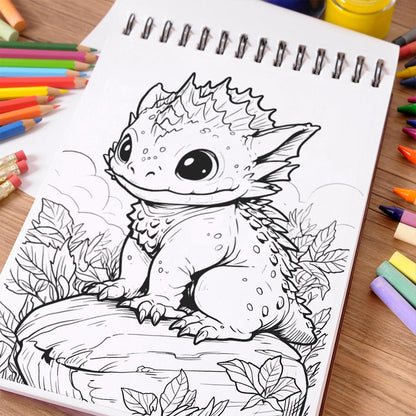NETHOUSE Baby Woodland Dragon Coloring Book Spiral Bound For Adults