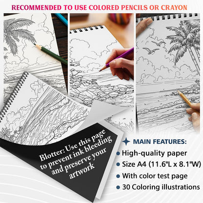 NETHOUSE Beach Scenes Coloring Sheets For Adults