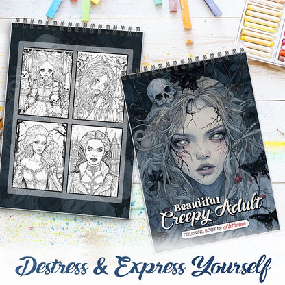 NETHOUSE Beautiful Creepy Adult Spiral Coloring Book For Adults