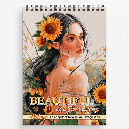 NETHOUSE Beautiful Sunflower Fairy Coloring Book For Adults