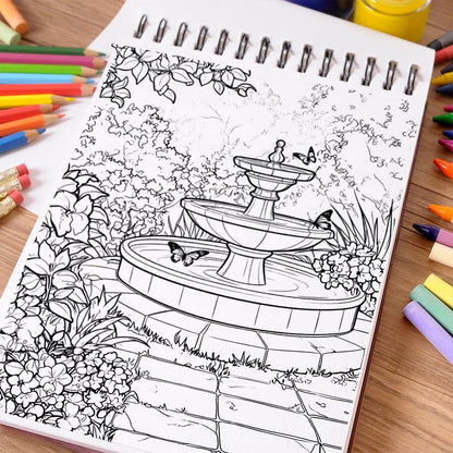 NETHOUSE Blissful Scenes Coloring Book Spiral Bound For Adults