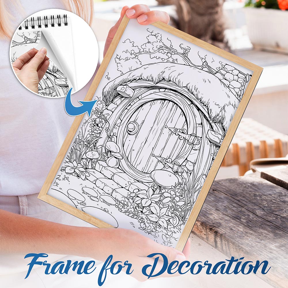 NETHOUSE Blooming Fairy Homes Spiral Bound Coloring Book For Adults