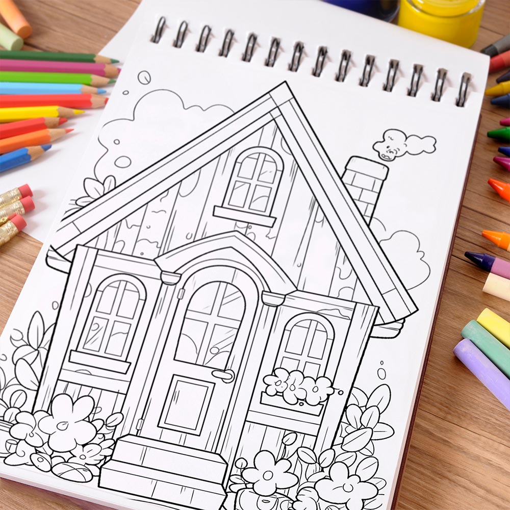 NETHOUSE Blooming Fairy Homes Coloring Book Spiral Bound For Adults