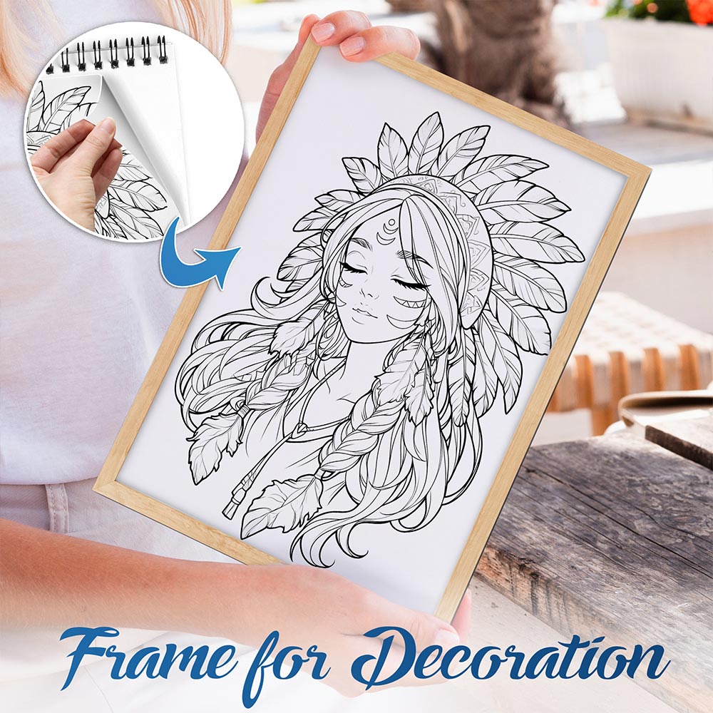 NETHOUSE Bohemian Girls Spiral Bound Coloring Book For Adults