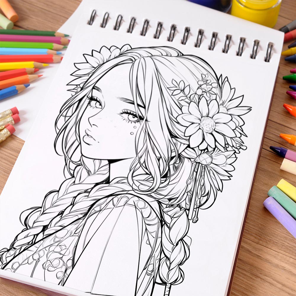 NETHOUSE Bohemian Girls Coloring Book Spiral Bound For Adults