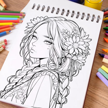 NETHOUSE Bohemian Girls Coloring Book Spiral Bound For Adults