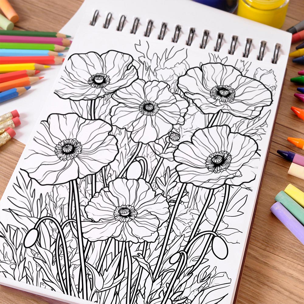 NETHOUSE Boho Vintage Floral Coloring Book Spiral Bound For Adults