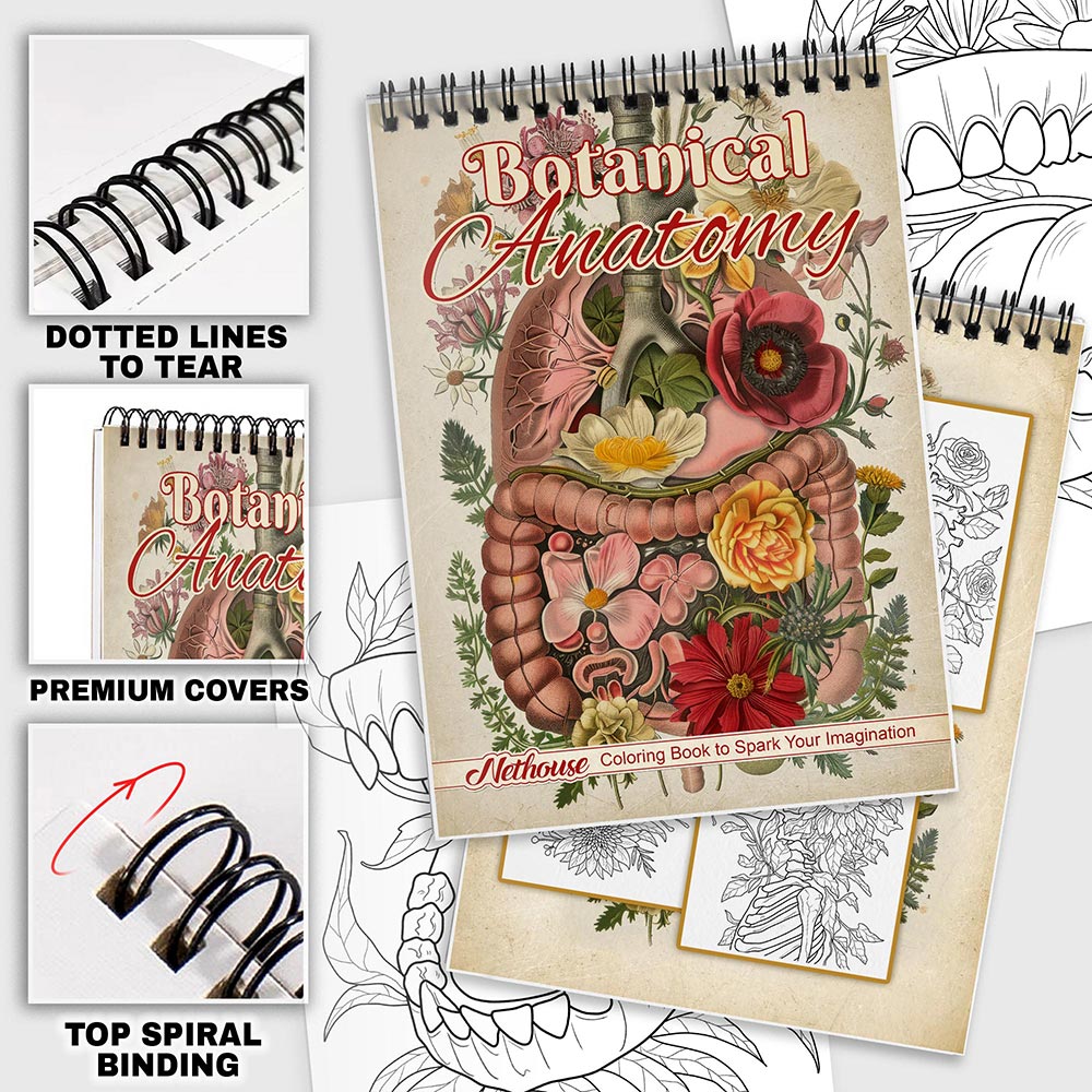 NETHOUSE Botanical Anatomy Coloring Pages for Adults
