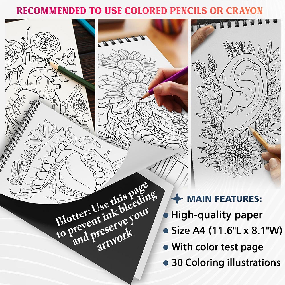 NETHOUSE Botanical Anatomy Coloring Sheets for Adults