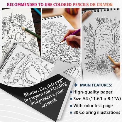 NETHOUSE Botanical Anatomy Coloring Sheets for Adults