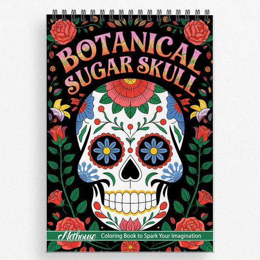 NETHOUSE Botanical Sugar Skull Coloring Book For Adults