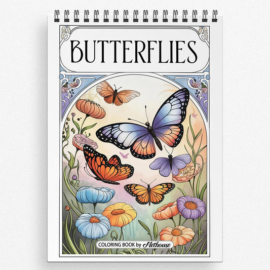 NETHOUSE Butterflies Coloring Book for Adults