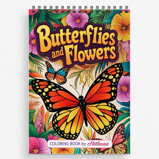 NETHOUSE Butterflies and Flowers Coloring Book For Adults