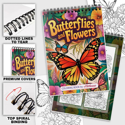 NETHOUSE Butterflies and Flowers Coloring Pages For Adults