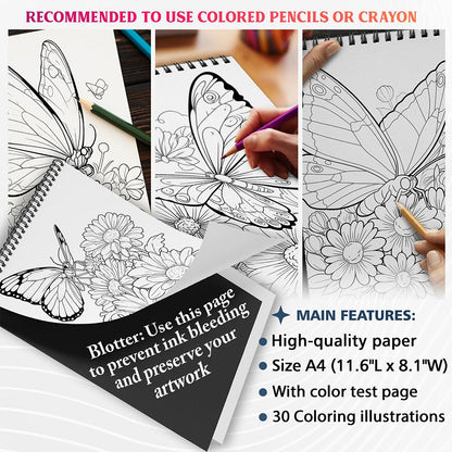 NETHOUSE Butterflies and Flowers Coloring Sheets For Adults