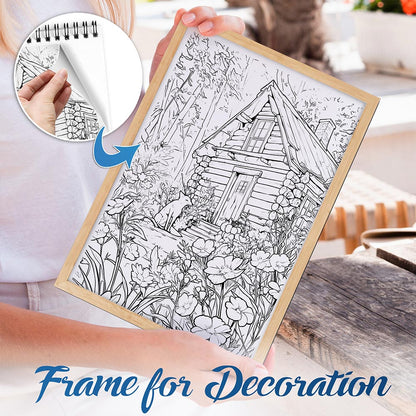 NETHOUSE Cabin in The Forest Spiral Bound Coloring Book For Adults
