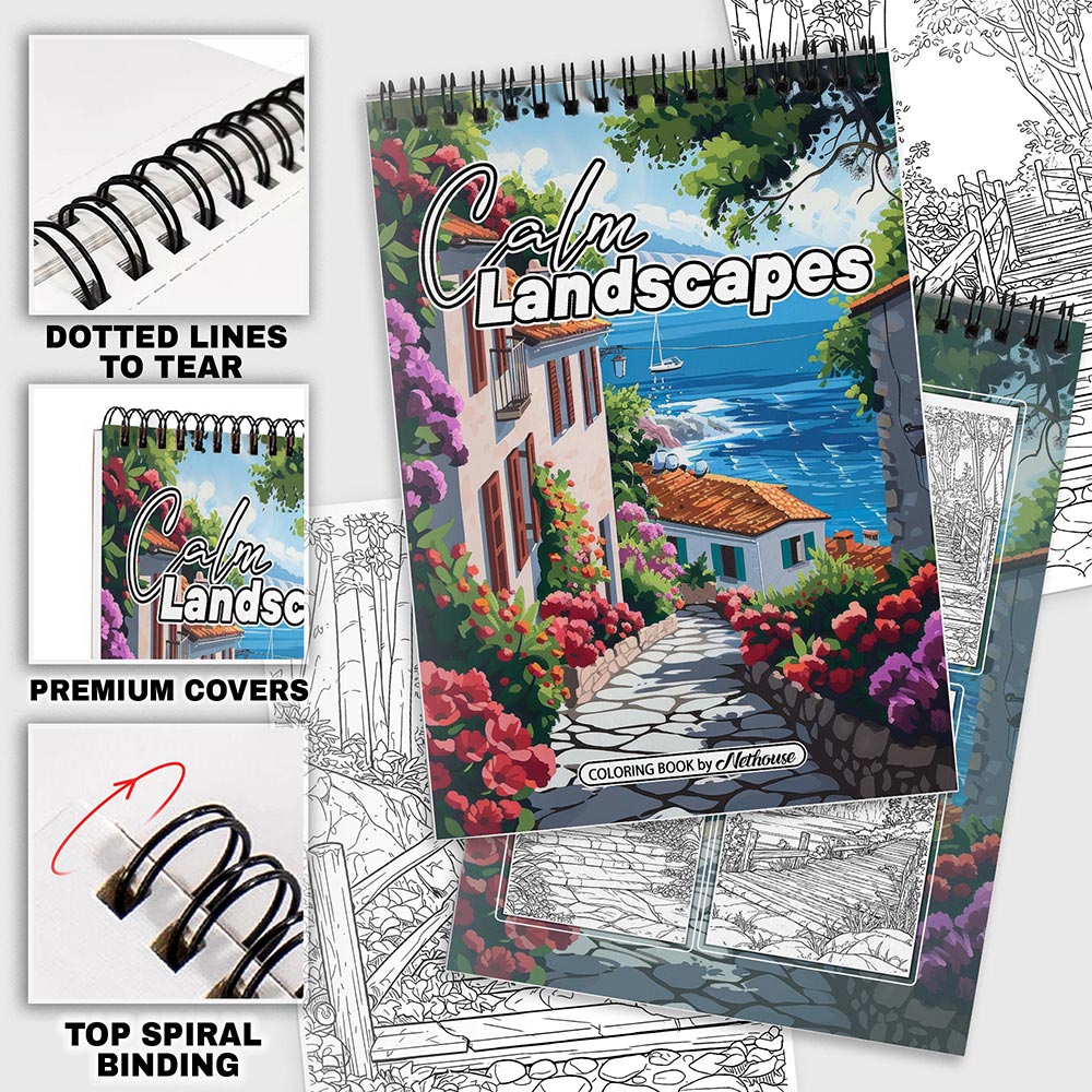 NETHOUSE Calm Landscapes Coloring Pages for Adults