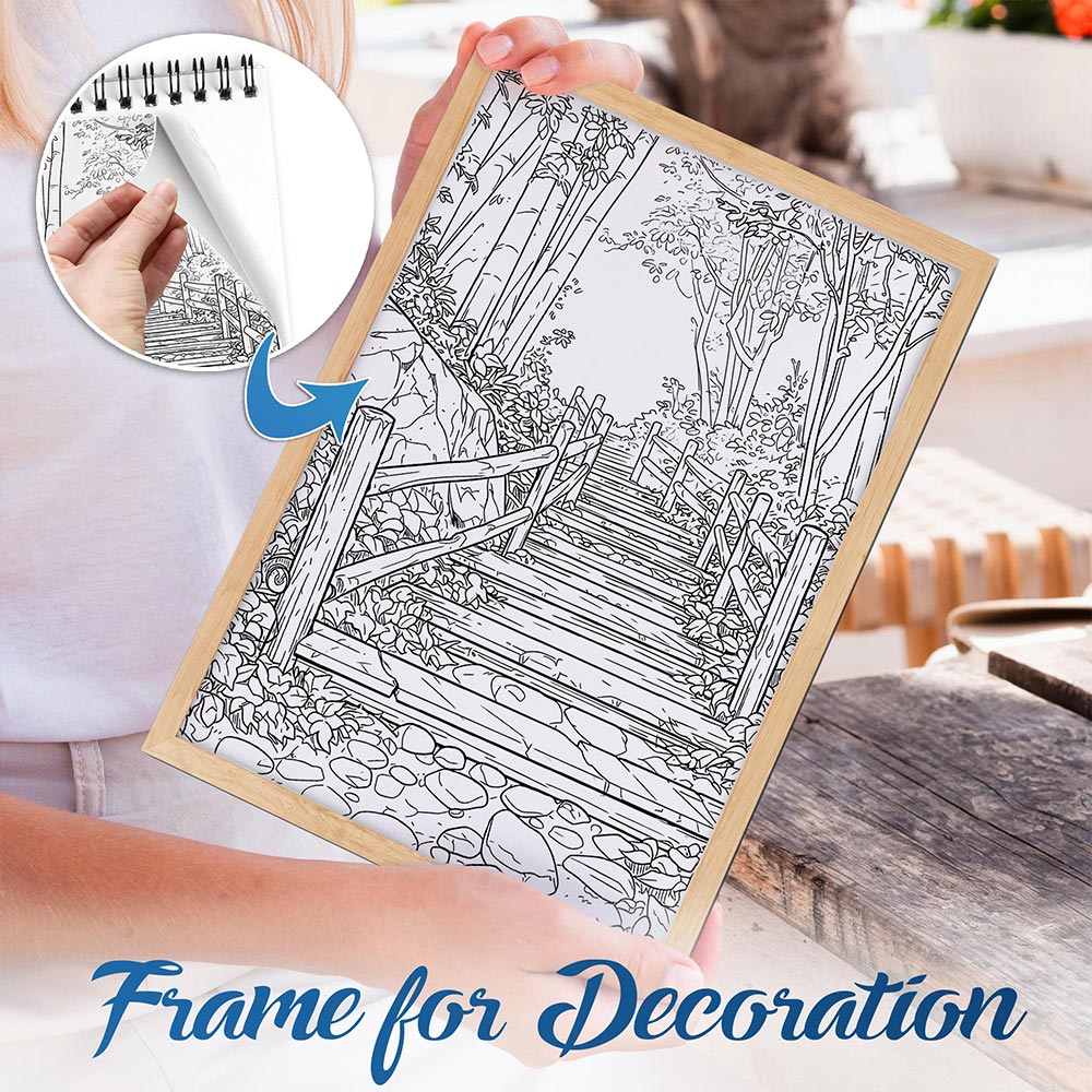 NETHOUSE Calm Landscapes Spiral Bound Coloring Book for Adults