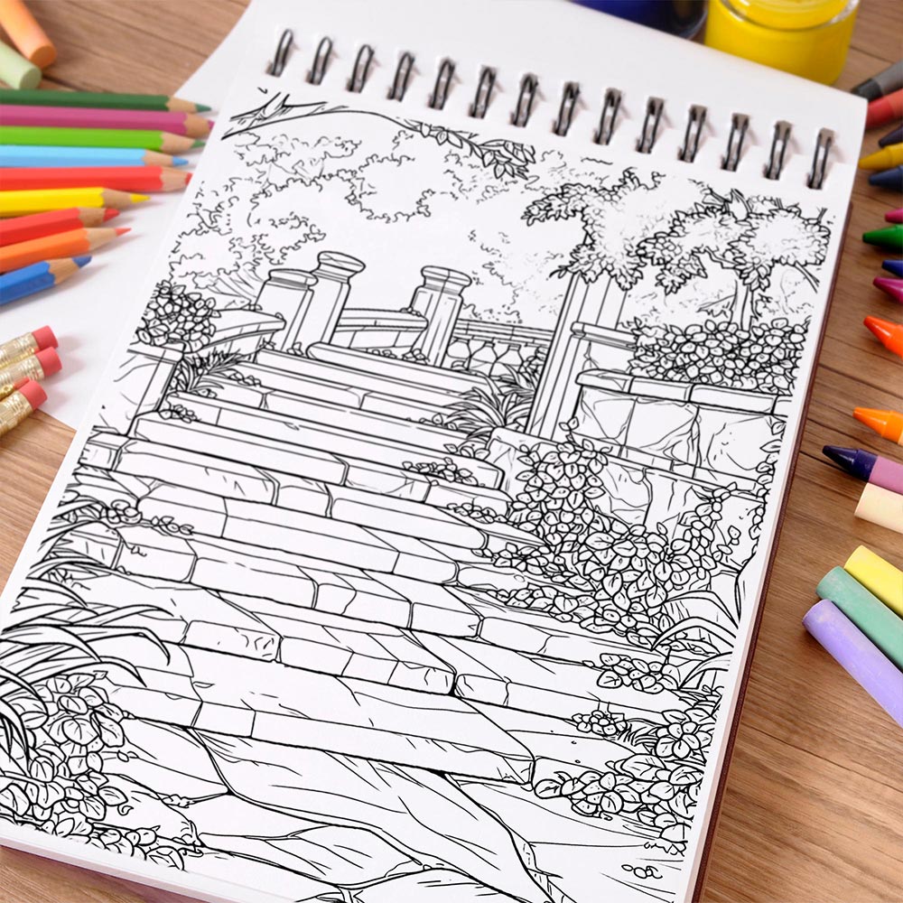 NETHOUSE Calm Landscapes Coloring Book Spiral Bound for Adults
