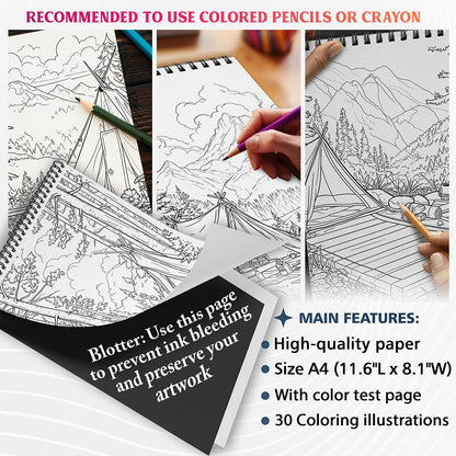 NETHOUSE Camping Coloring Sheets For Adults