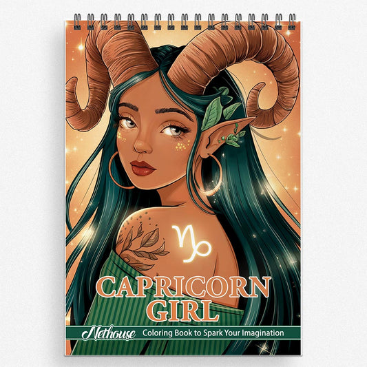 NETHOUSE Capricorn Girl Coloring Book For Adults