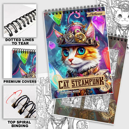 NETHOUSE Cat Steampunk Coloring Pages For Adults
