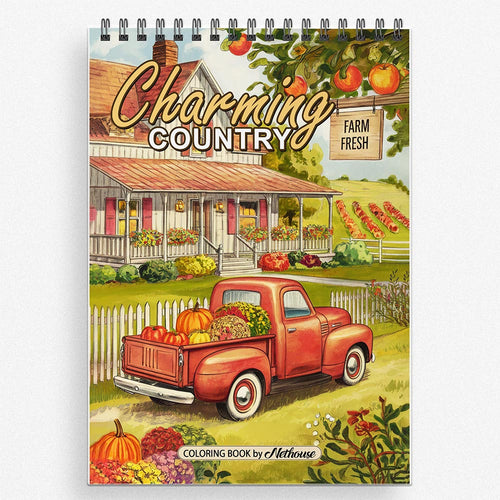 NETHOUSE Charming Country Coloring Book for Adults