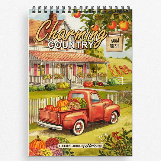 NETHOUSE Charming Country Coloring Book for Adults