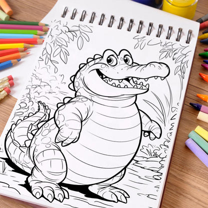 NETHOUSE Chubby Alligator Coloring Book Spiral Bound For Adults