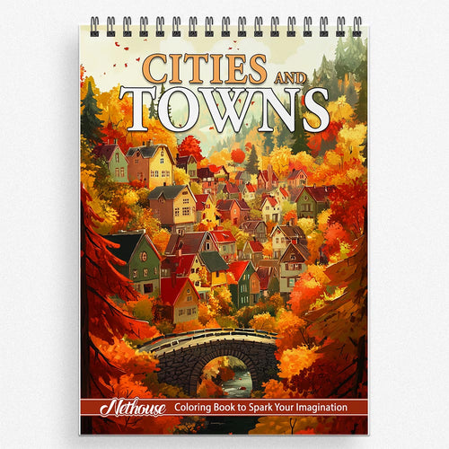 NETHOUSE Cities and Towns Coloring Book For Adults
