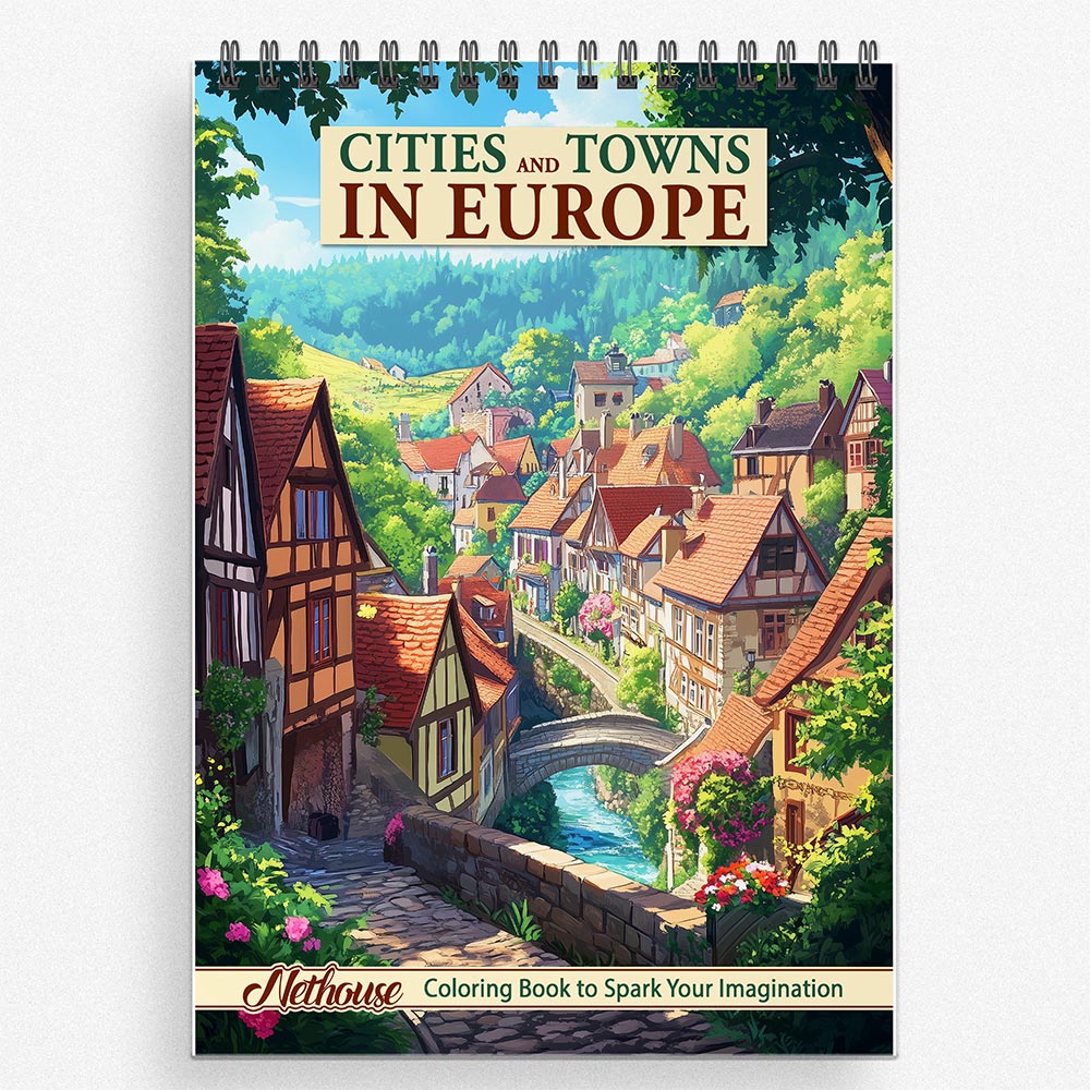 NETHOUSE Cities and Towns in Europe Coloring Book For Adults