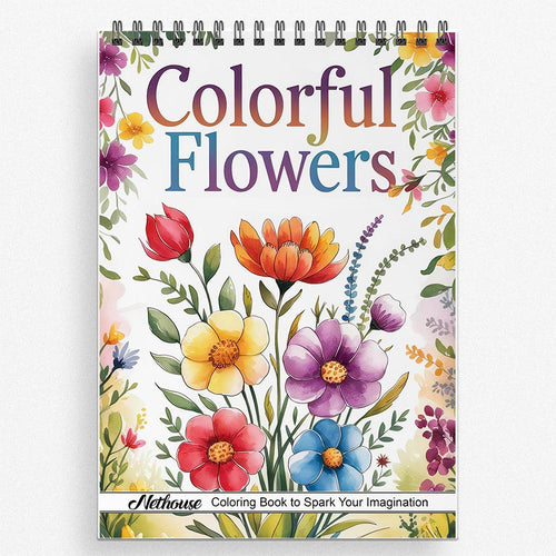 NETHOUSE Colorful Flowers Coloring Book for Adults