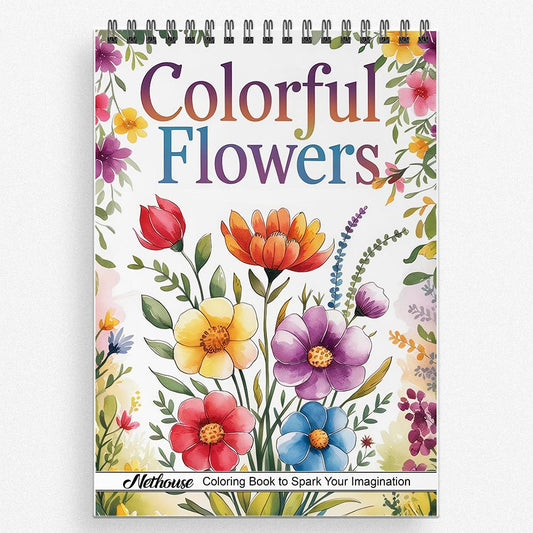 NETHOUSE Colorful Flowers Coloring Book for Adults