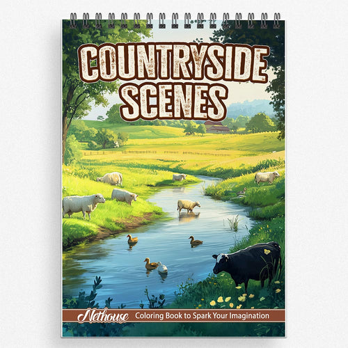 NETHOUSE Countryside Scenes Coloring Book For Adults