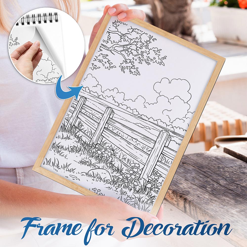 NETHOUSE Countryside Scenes Spiral Bound Coloring Book For Adults