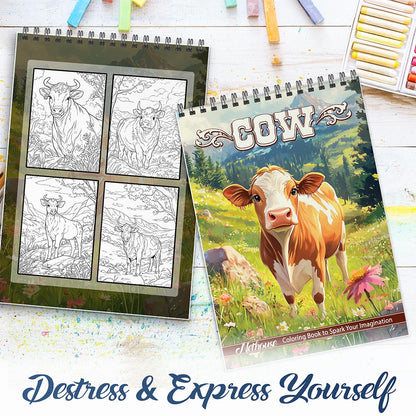 NETHOUSE Cow Spiral Coloring Book For Adults