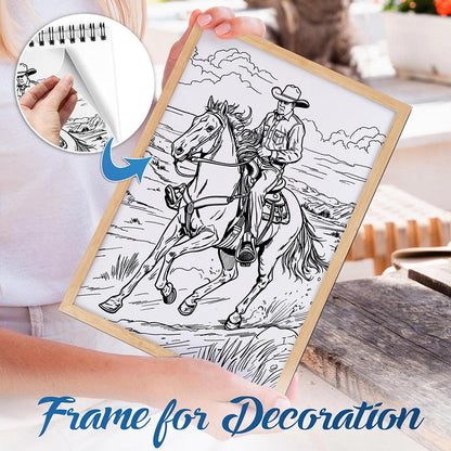 NETHOUSE Cowboy Spiral Bound Coloring Book For Adults
