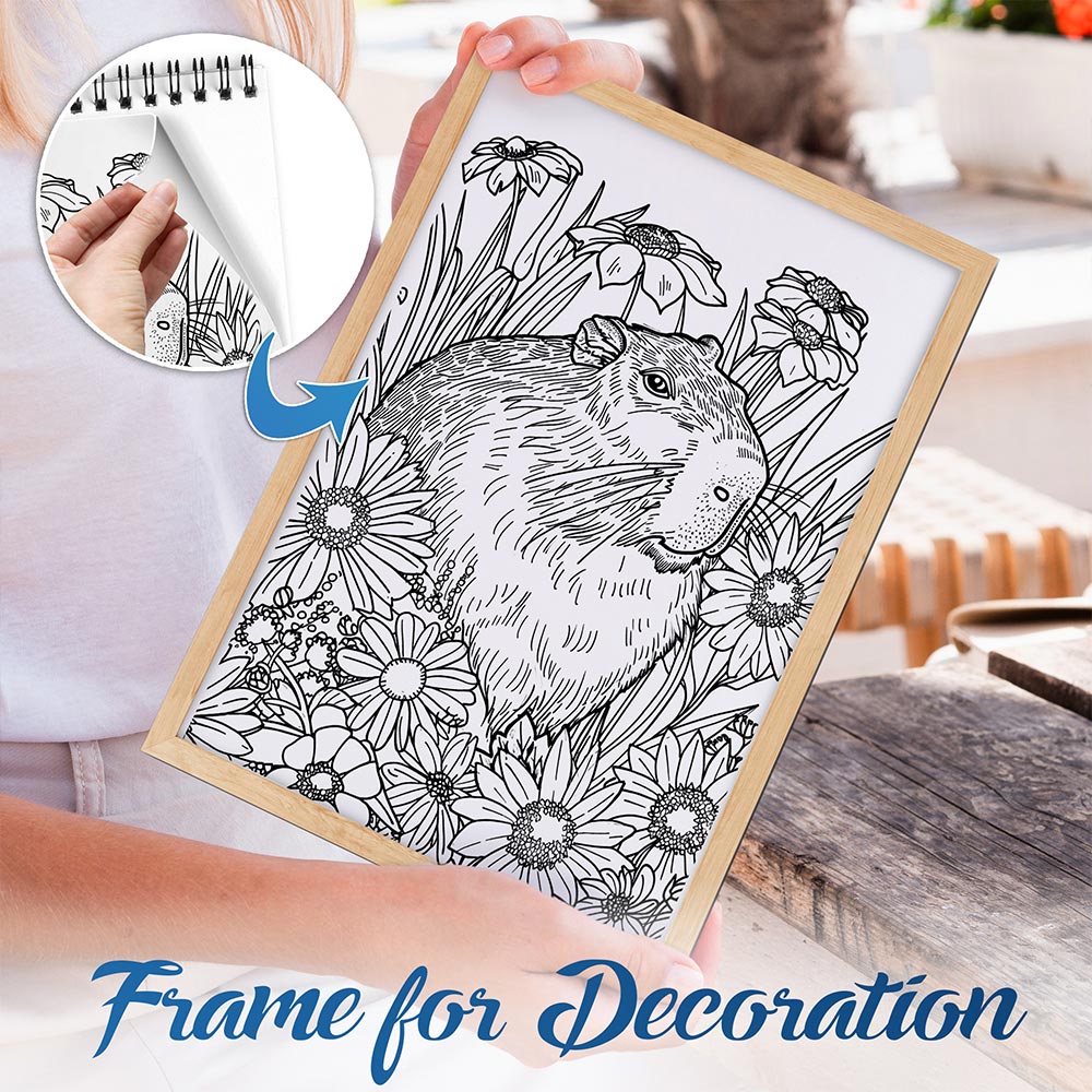 NETHOUSE Cute Animals in Flowers Spiral Bound Coloring Book For Adults