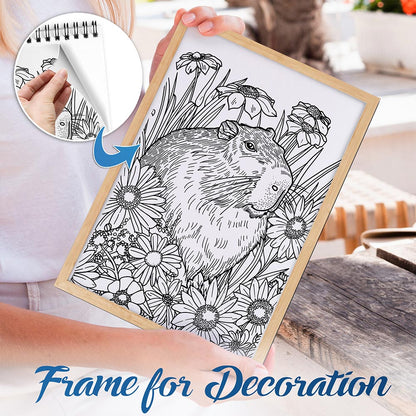 NETHOUSE Cute Animals in Flowers Spiral Bound Coloring Book For Adults