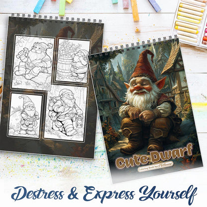 NETHOUSE Cute Dwarf Spiral Coloring Book For Adults