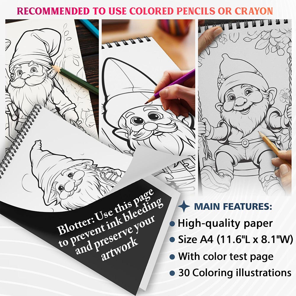NETHOUSE Cute Gnomes Coloring Sheets For Adults