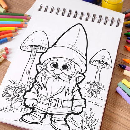 NETHOUSE Cute Gnomes Coloring Book Spiral Bound For Adults