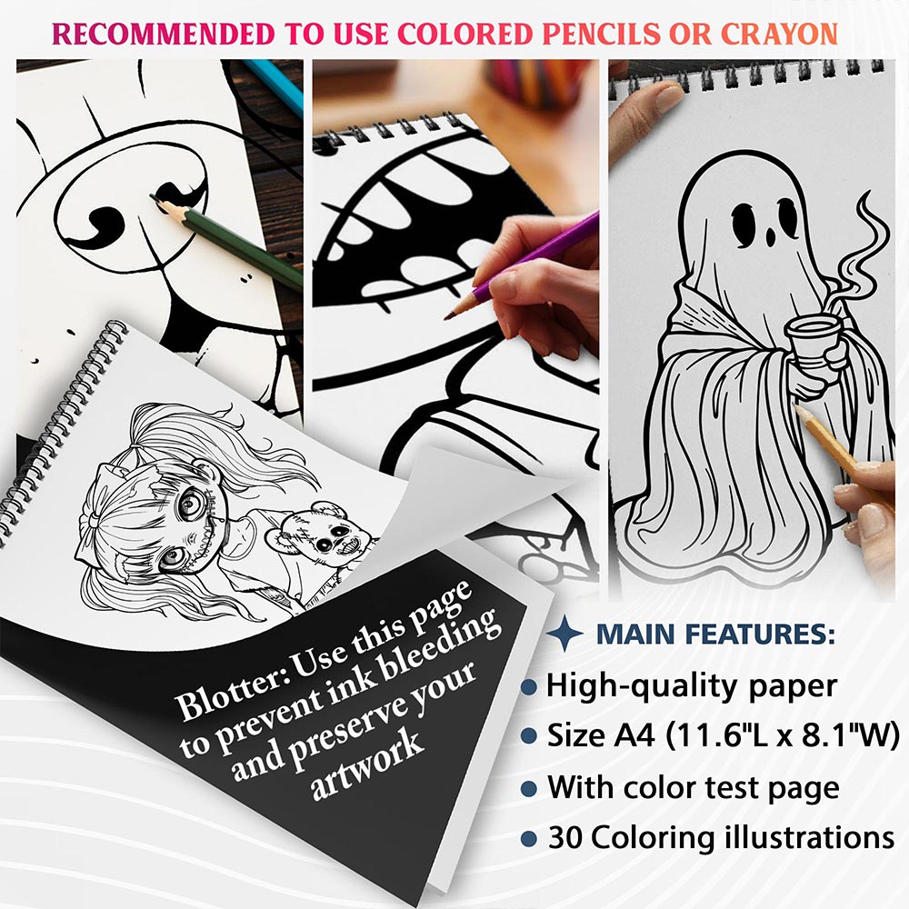 NETHOUSE Cute Horror Coloring Sheets For Adults