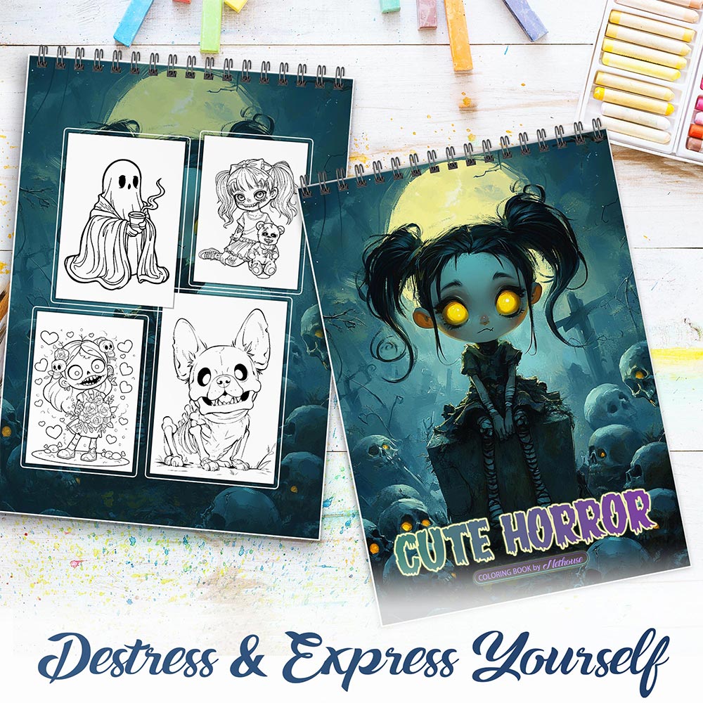 NETHOUSE Cute Horror Spiral Coloring Book For Adults