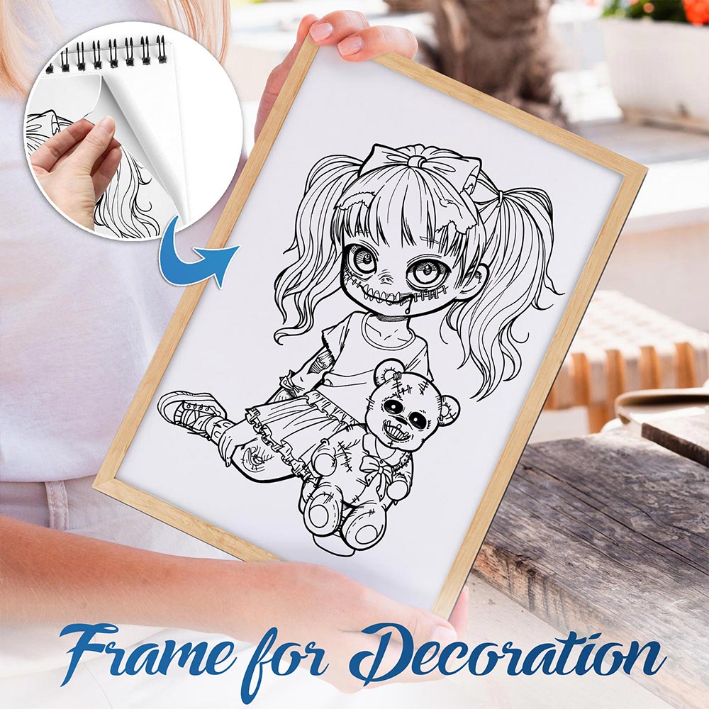 NETHOUSE Cute Horror Spiral Bound Coloring Book For Adults